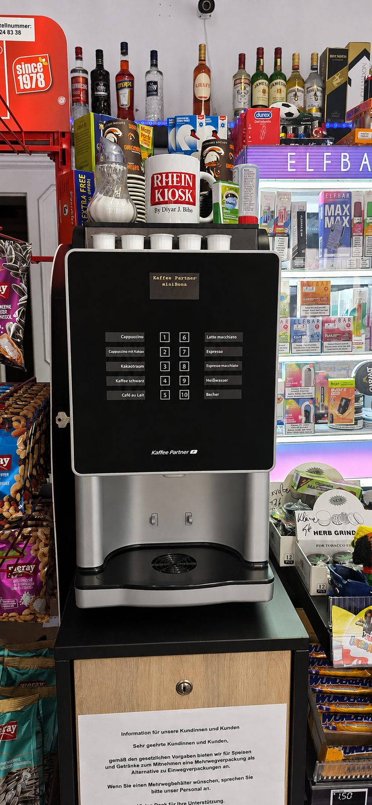 Kaffeeautomat im Rhein Kiosk